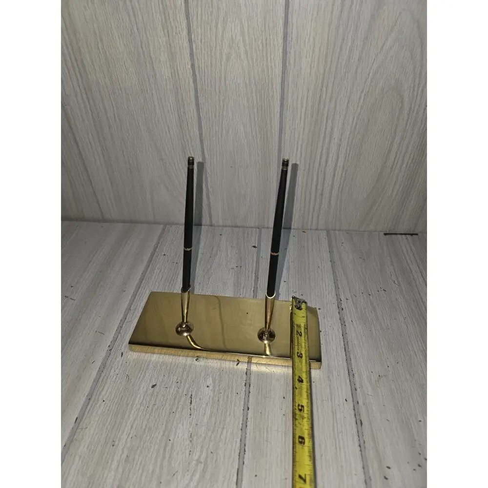 Vtg Baldwin Brass Double Pen Desk Office Set Holder Decor USA Made MCM
